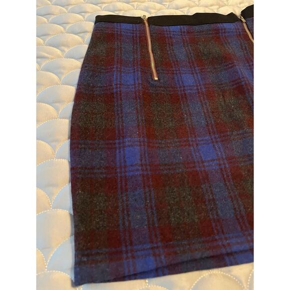 DOUBLE ZERO Size M Plaid Wool Blend Mini Skirt NEW WITH TAGS - Picture 3 of 6